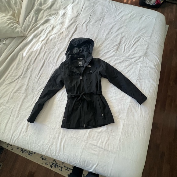 The north face k ayre hyvent belted black trench rain jacket S - Picture 14 of 16
